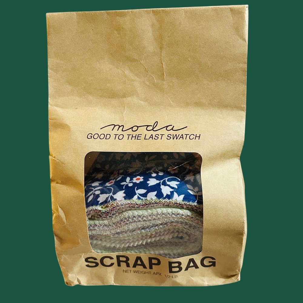 Moda Fabric Scrap Bag 1/2 LB Quilting Strips Cotton Prints New Old Stock Sealed